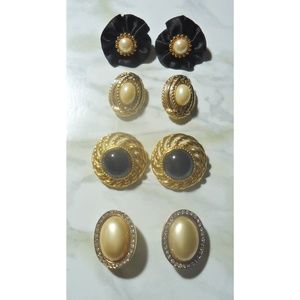 4 PAIRS Vintage Clip On Earrings